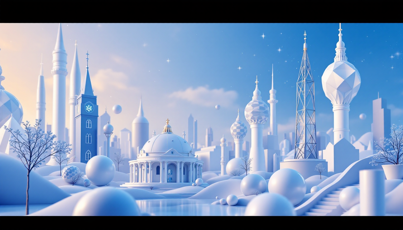 A 3D illustration depicting XRP ETFs by Franklin Templeton and Grayscale in a calm urban setting.