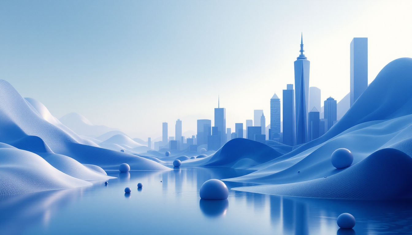 A 3D illustration depicting Australia’s cryptocurrency regulations with a calm urban skyline theme.