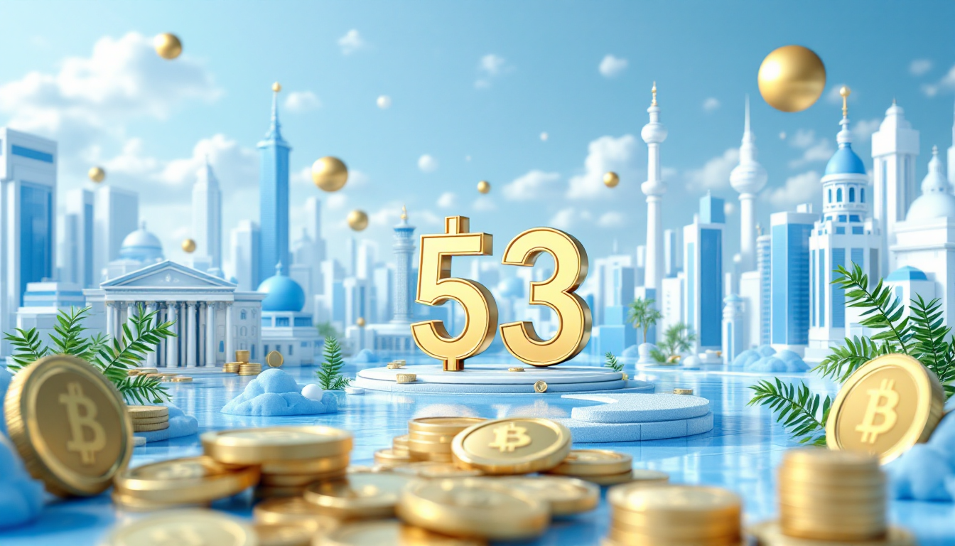 A 3D realistic illustration depicting Turkmenistan's cryptocurrency legalization with a calm mood.