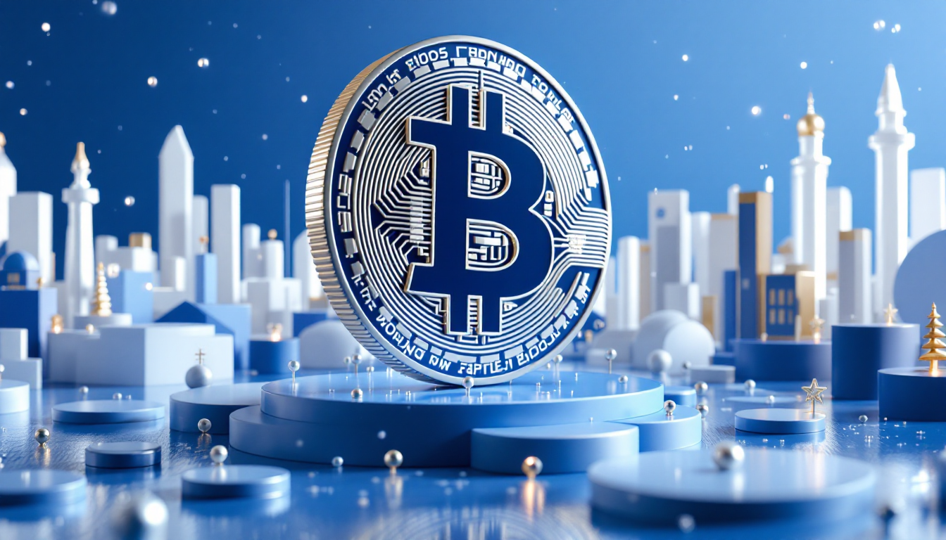 3D illustration depicting a futuristic urban scene reflecting Bitcoin's institutional demand trends.