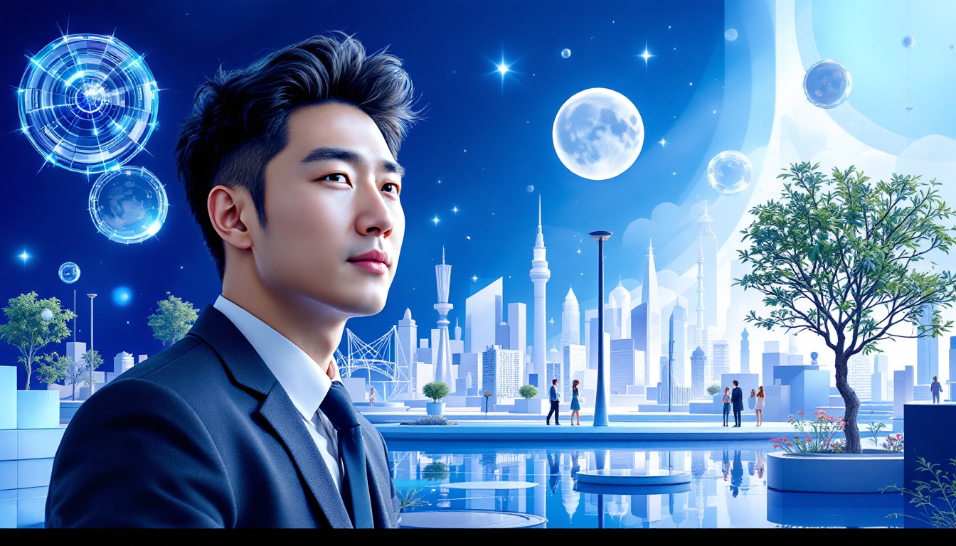 Do Kwon depicted in a calm, 3D illustration considering legal issues after Terra-Luna collapse.