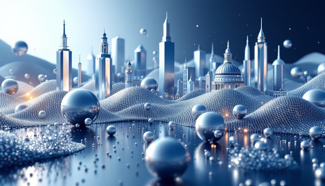 A 3D illustration of XRP traders preparing for volatility against a blue to white gradient backdrop.