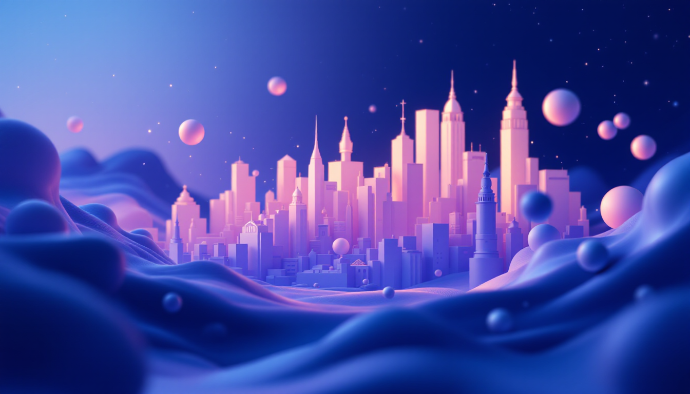 3D illustration depicting Binance's delisting of futures contracts with urban skyline and calm mood.