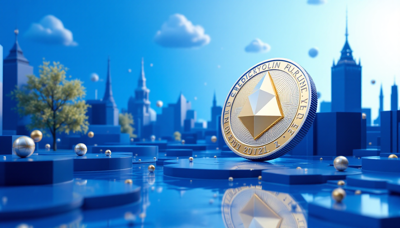 3D illustration of cryptocurrency concepts featuring Cardano and Zcash amidst a calm urban skyline.