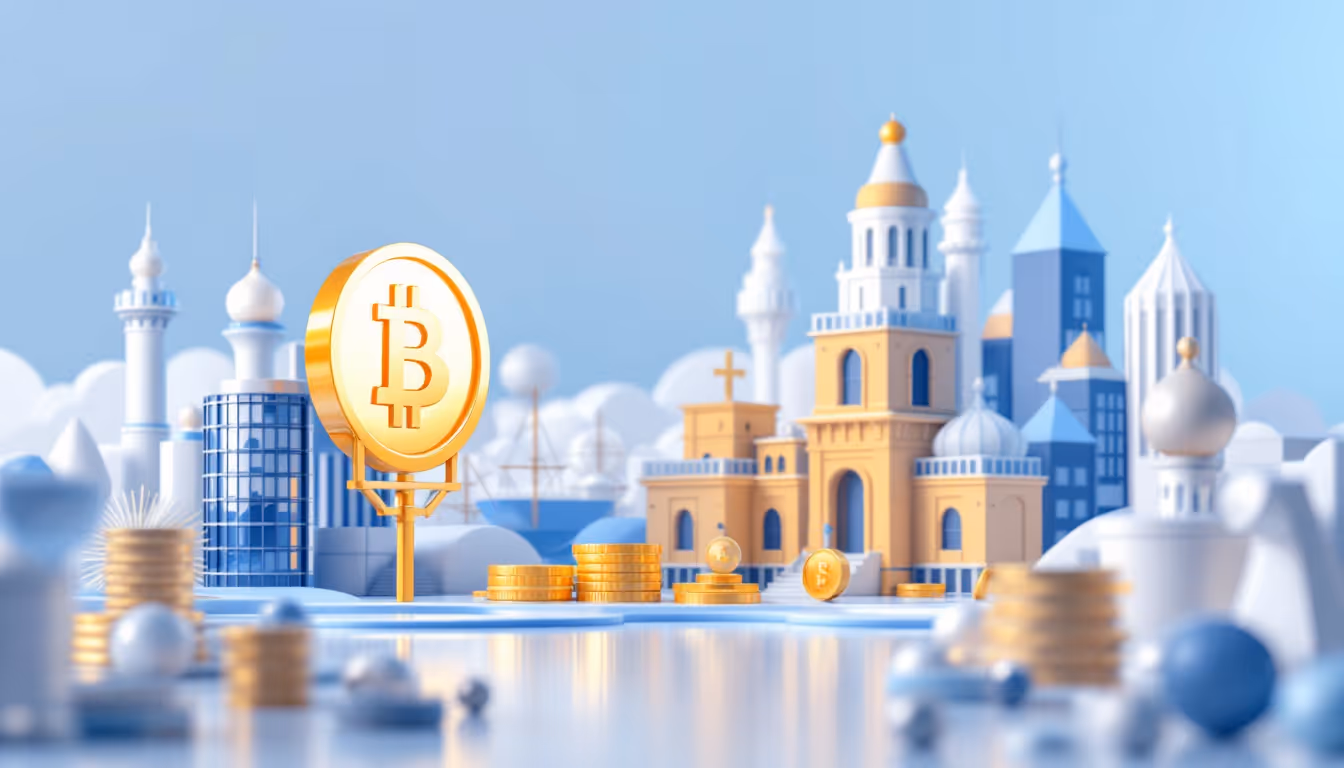A 3D illustration depicting stablecoin regulations’ impact on the crypto market, with a calm mood.
