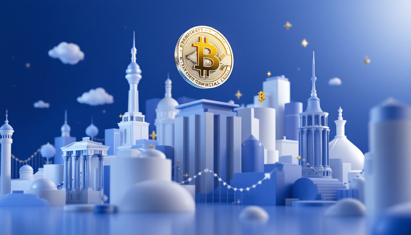 A 3D illustration showing SPX6900's bullish potential with blue-white gradient and elegant skyline.