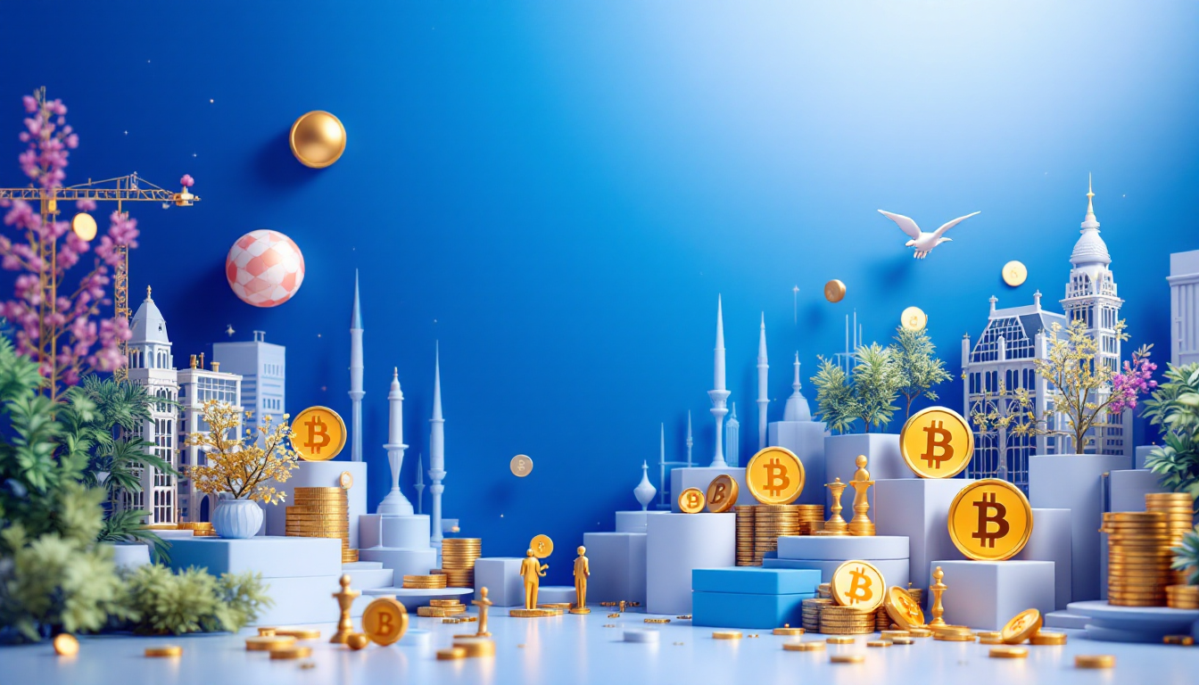 A 3D realistic illustration depicting Bitcoin whales influencing market volatility with a calm tone.