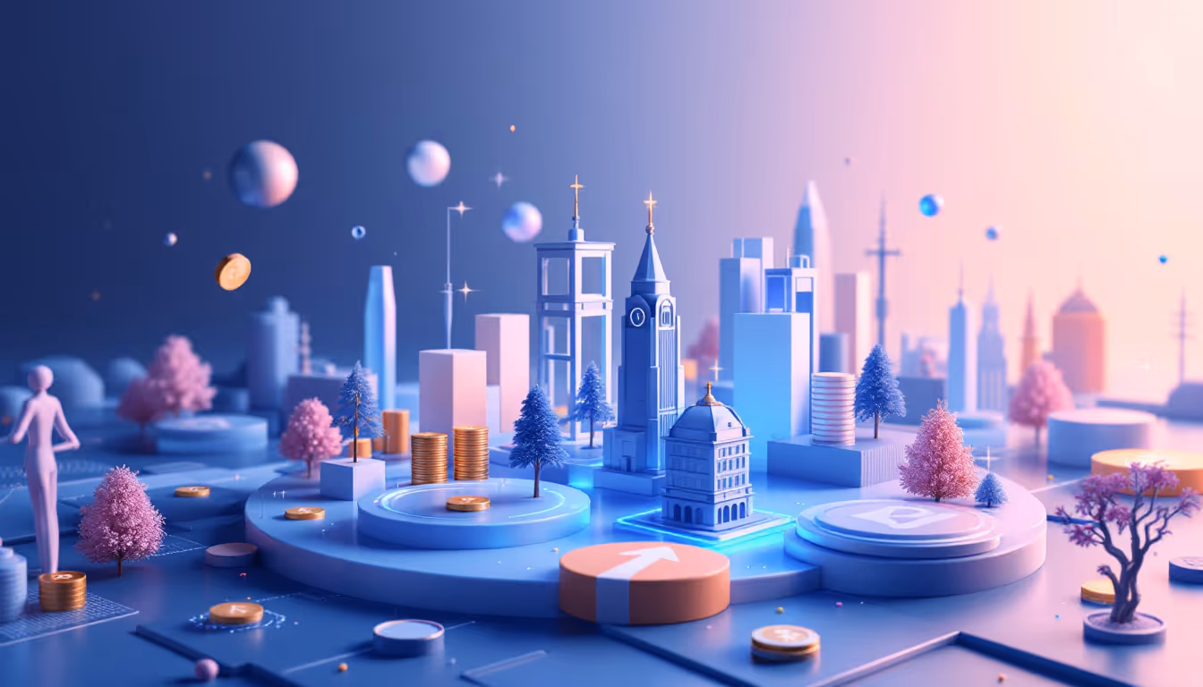 3D illustration of a Cross-Chain Swap Scanner in a futuristic urban setting with soft lighting.