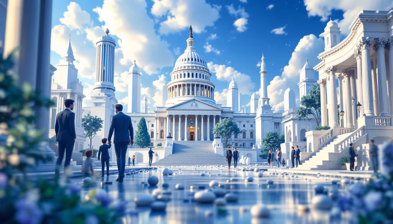 3D illustration depicting Mike Selig and Travis Hill's Senate confirmations for crypto regulation.