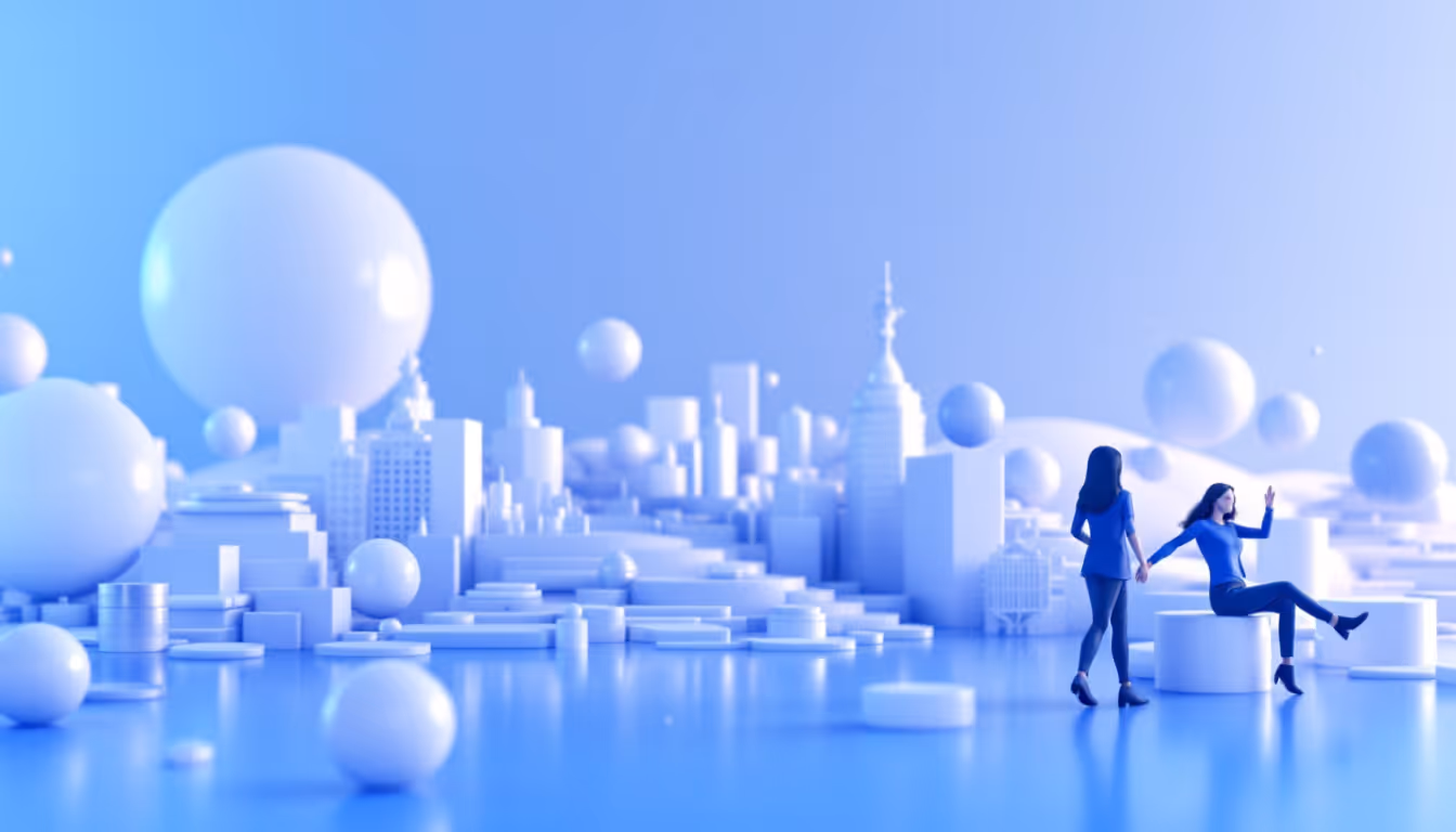 A 3D illustration of cryptocurrency trends featuring Bitcoin and altcoins in an urban skyline.