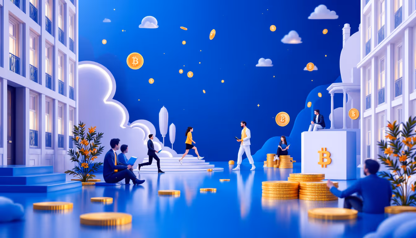 A 3D realistic illustration portraying Bitcoin as a secure asset in a futuristic urban skyline.