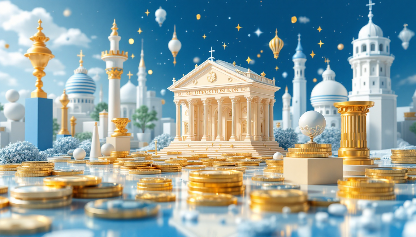 3D illustration representing the SEC Clarity Act's impact on XRP with a calm urban backdrop.