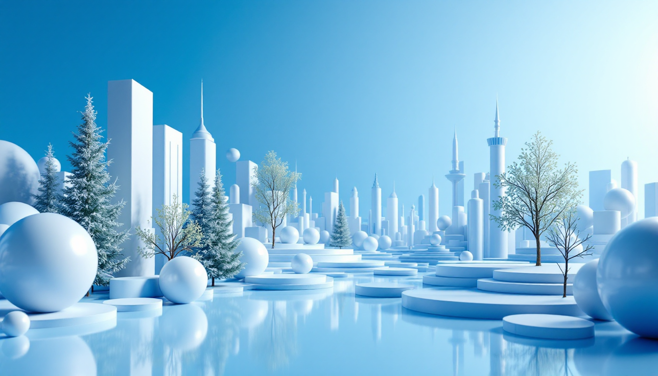 A 3D illustration of cryptocurrency token unlocking, featuring urban skyline and calm color palette.