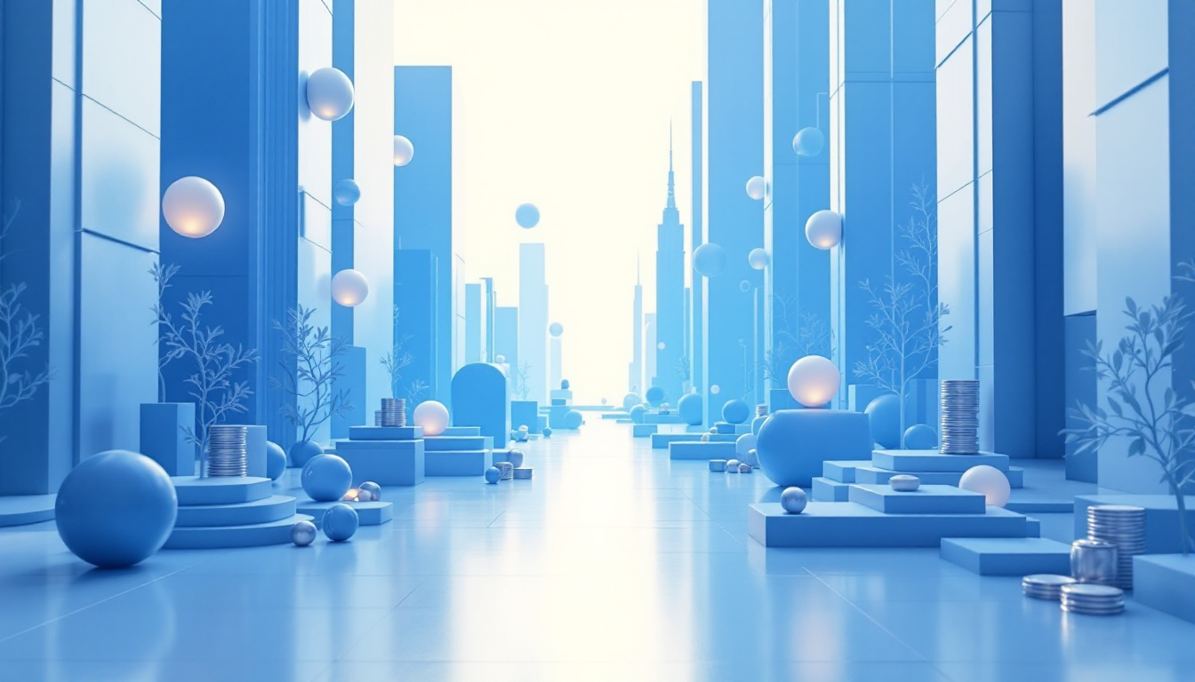 3D illustration depicting the BitMart exchange crisis with blue-white gradient and urban skyline.