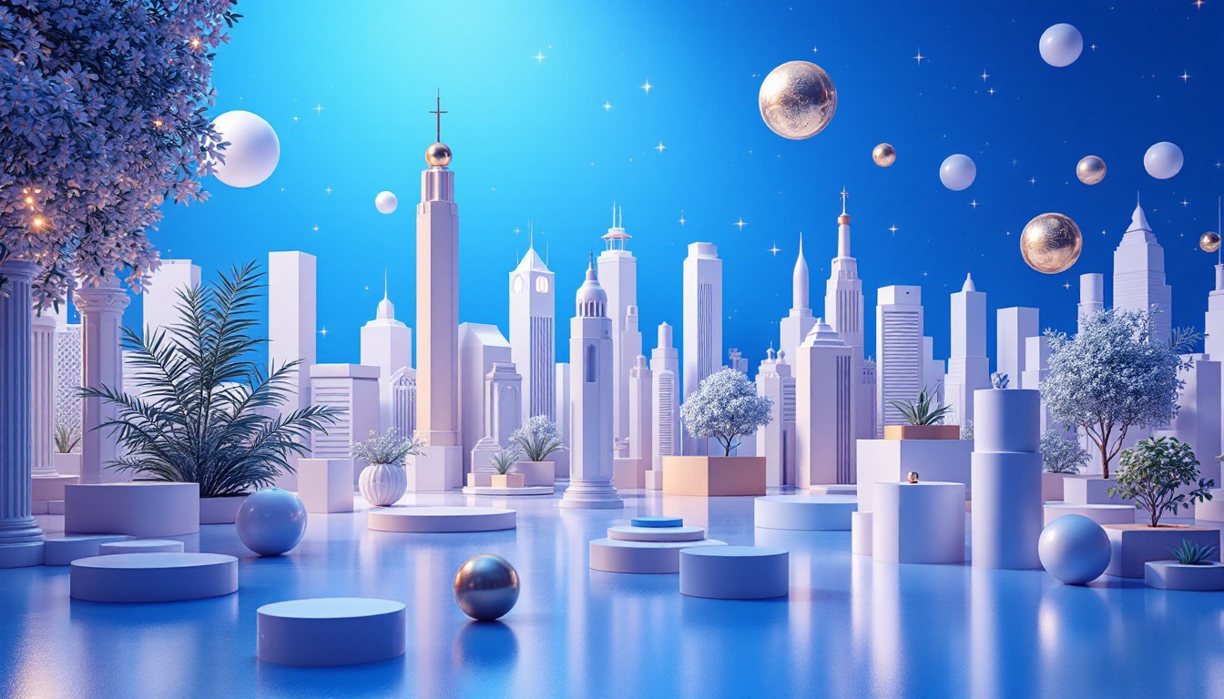 3D illustration of Illinois cryptocurrency tax debate with a blue to white gradient background.