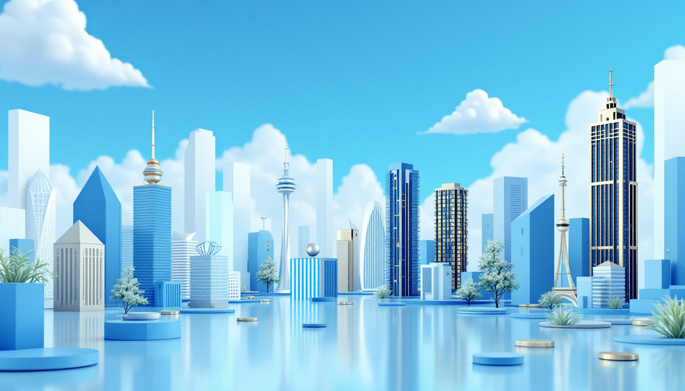 A 3D realistic illustration depicting Solana's rise in crypto, featuring a blue and white gradient.
