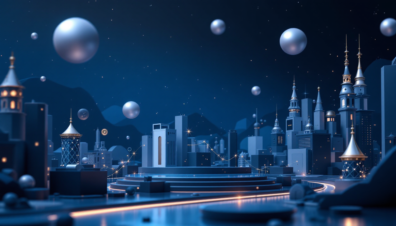A 3D illustration of LayerZero ATLAS showcasing crypto trading with vibrant blue and white tones.