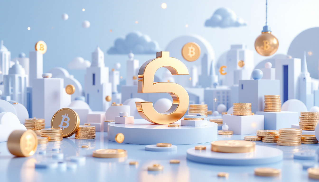 A 3D illustration represents Circle's $5 billion USDC minting, set in a calm urban skyline backdrop.