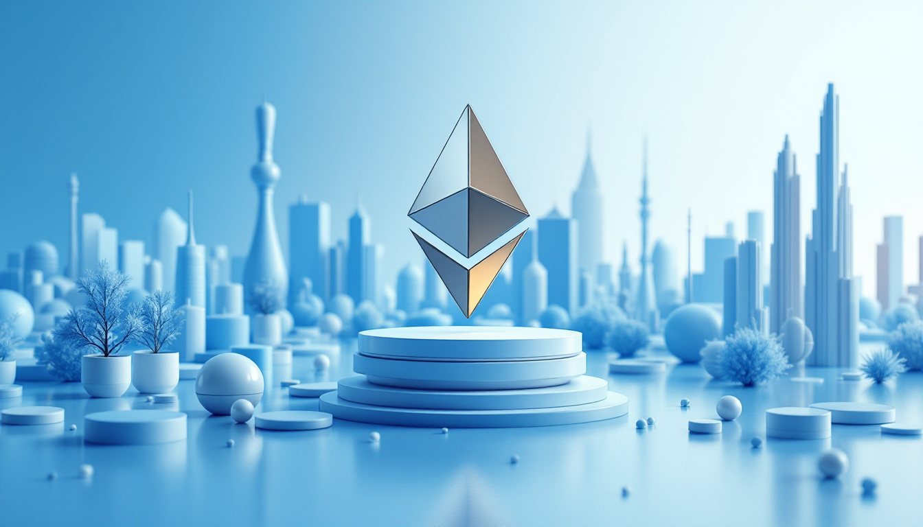 A 3D illustration depicting Ethereum's price resistance at $2,550 with a calm, confident mood.
