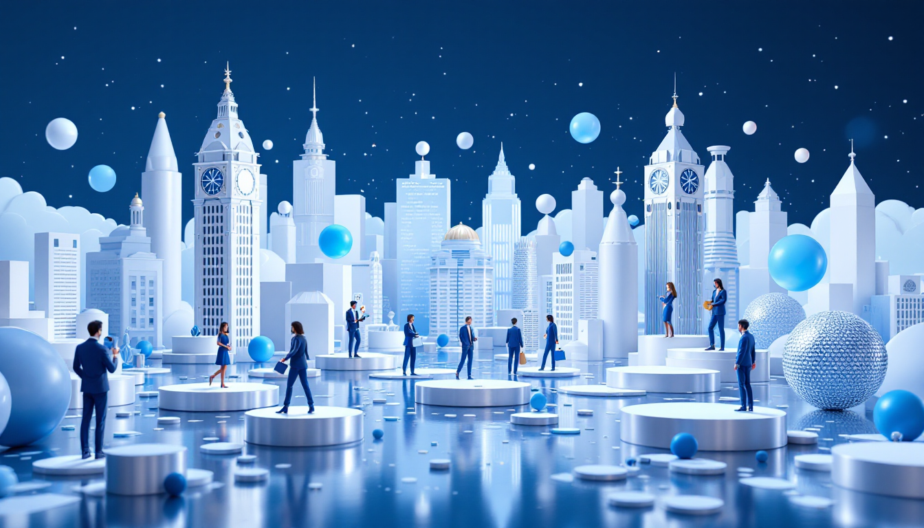 3D illustration depicting XRP's price decline and ETF inflows in a sleek, urban environment.