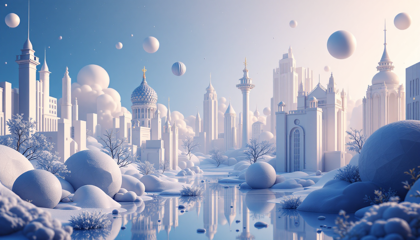A 3D illustration depicting Zcash's price rise past $1,000 with a blue-white gradient urban skyline.