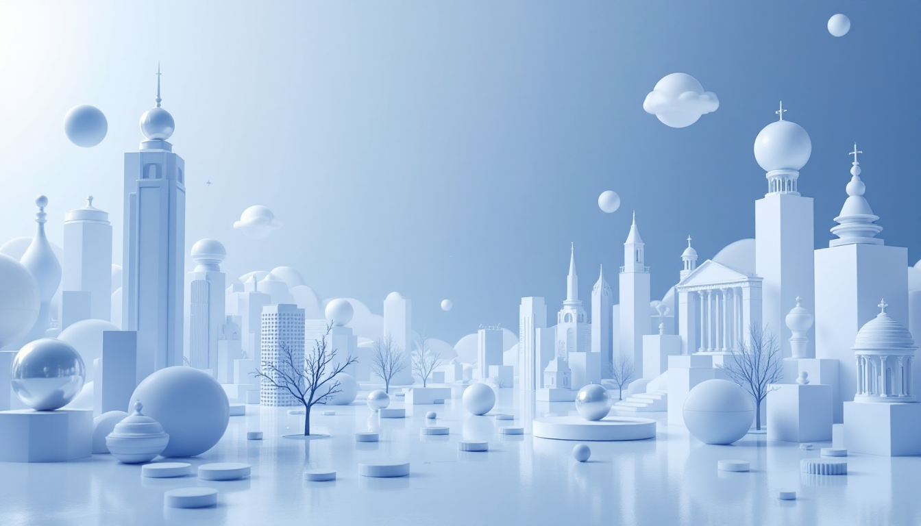 3D illustration of Solana's market resurgence, featuring an elegant skyline and soft neon lighting.