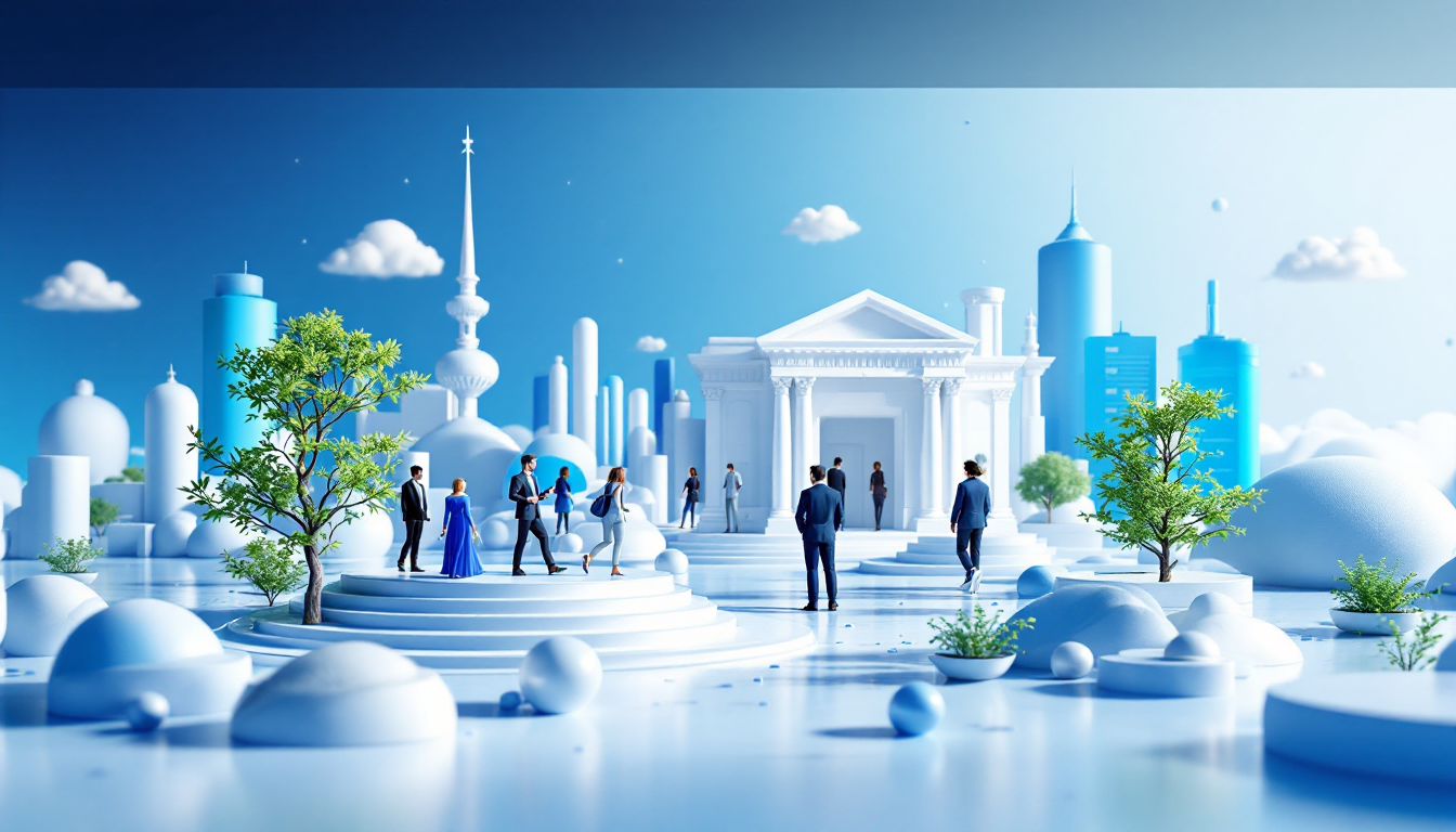 3D illustration depicting Solana's blockchain impact, showcasing urban skyline and vibrant colors.