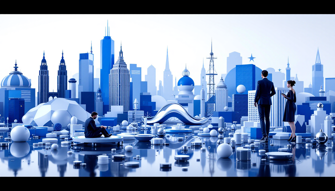 A 3D realistic illustration showing the potential approval of a spot XRP ETF, featuring a skyline.