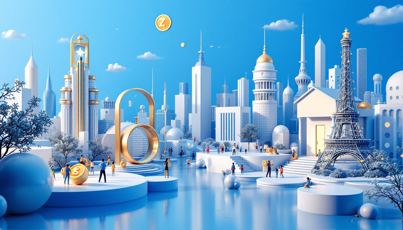 A 3D realistic illustration depicting Zora's social network navigating revenue challenges in crypto.
