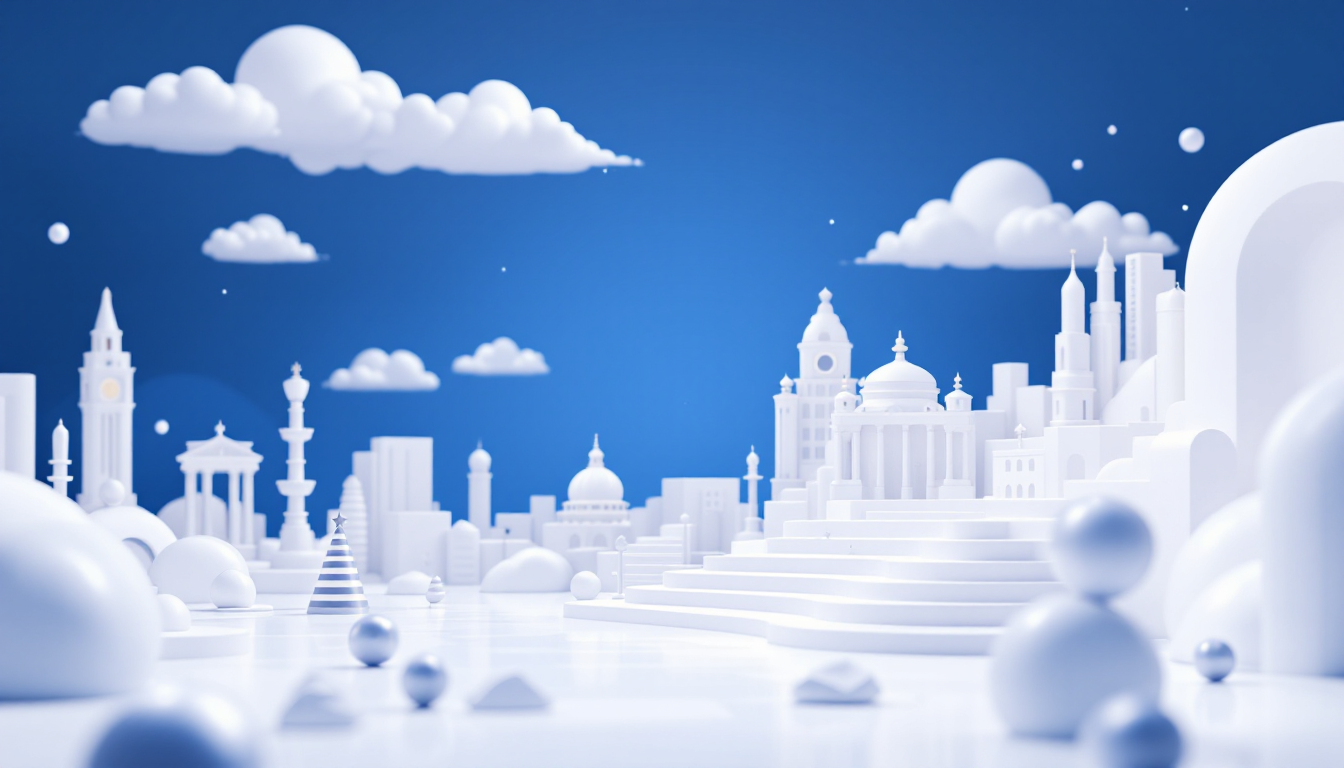 A 3D illustration of XRP's market decline, with a blue-white gradient and futuristic urban elements.