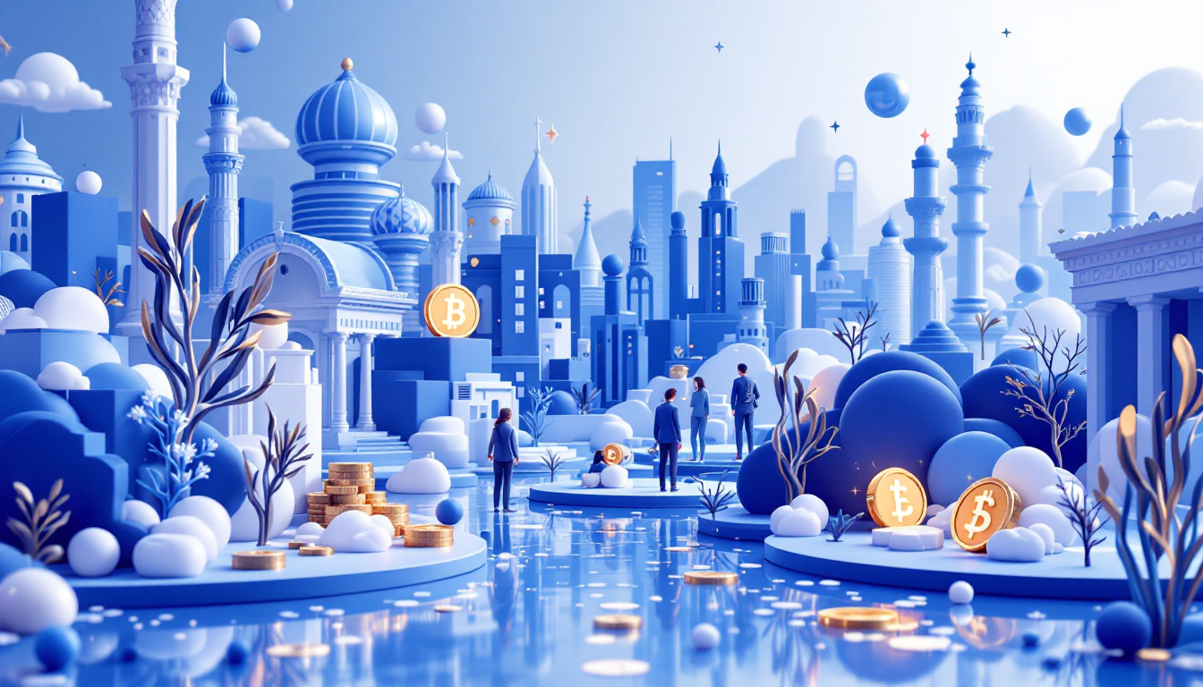 3D illustration of $WEN token launch on Solana, featuring blue and white gradient and urban skyline.