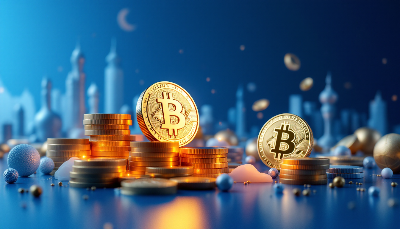 A futuristic city skyline in blue and white showcases the U.S. Strategic Bitcoin Reserve Act theme.