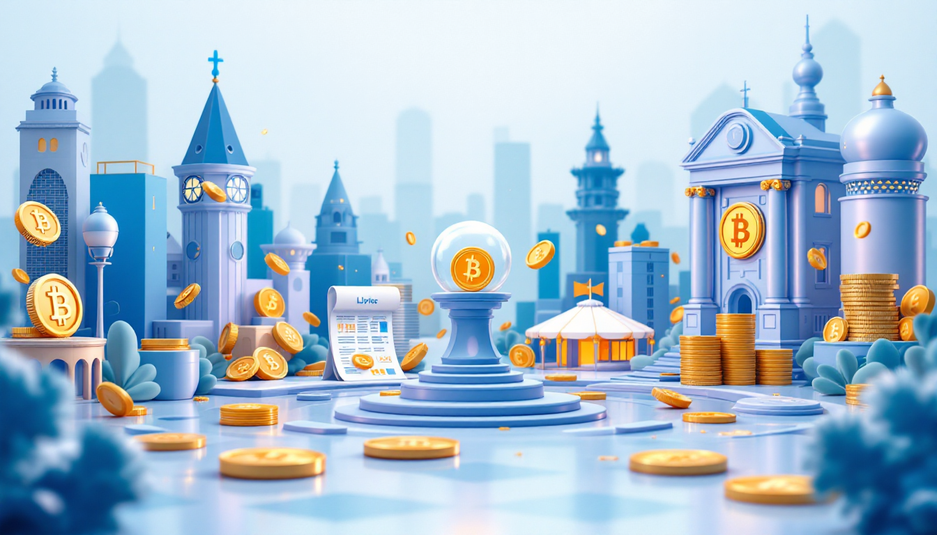 3D illustration depicting MicroStrategy's shift to stock buybacks, set in a calm urban environment.