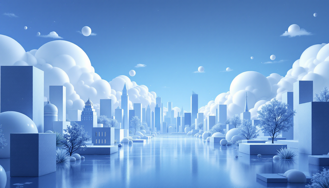A 3D illustration of Bitcoin's $100K quest, featuring urban skyline, soft neon lighting, and depth.