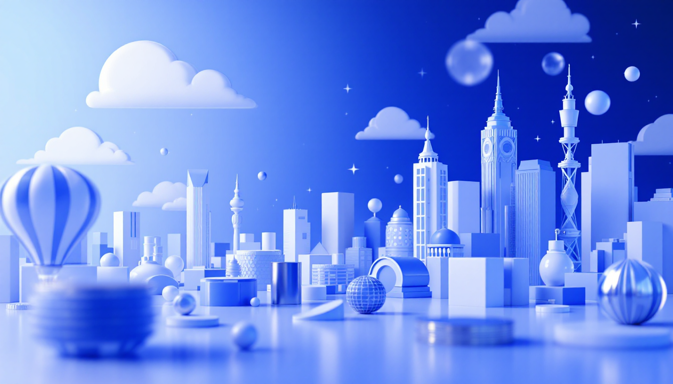 A 3D illustration symbolizing Bitcoin custody risks with a blue to white gradient urban backdrop.