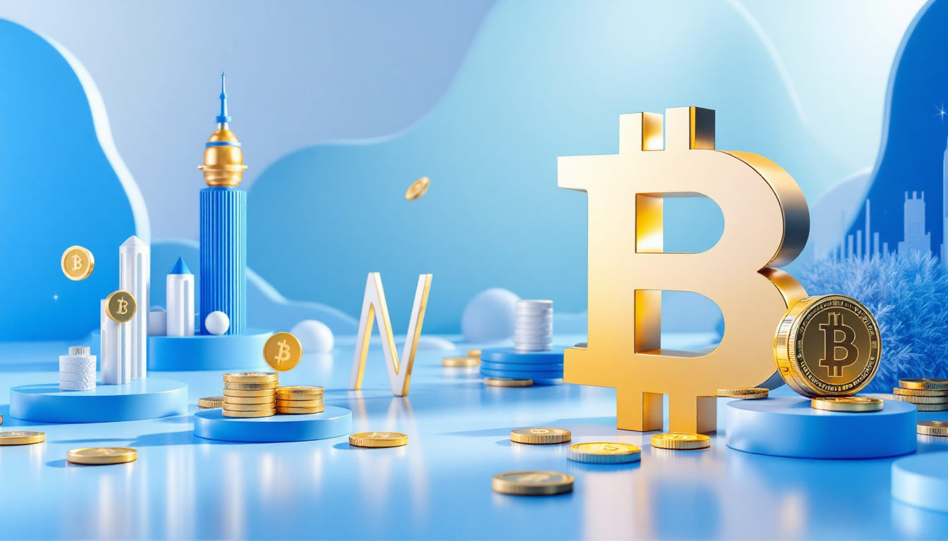 A 3D illustration depicting cryptocurrency tax complexities in a calm, elegant urban setting.