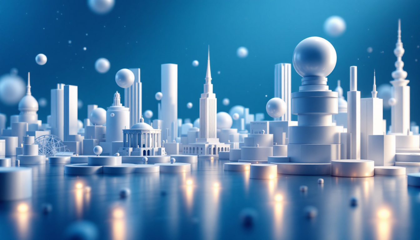 3D realistic illustration of XRP trading surge with blue gradient background and futuristic skyline.