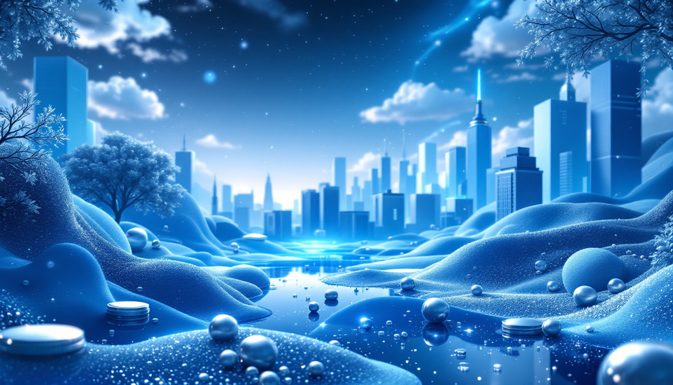 3D illustration of a calm altcoin market revival with symbolic urban elements and soft lighting.