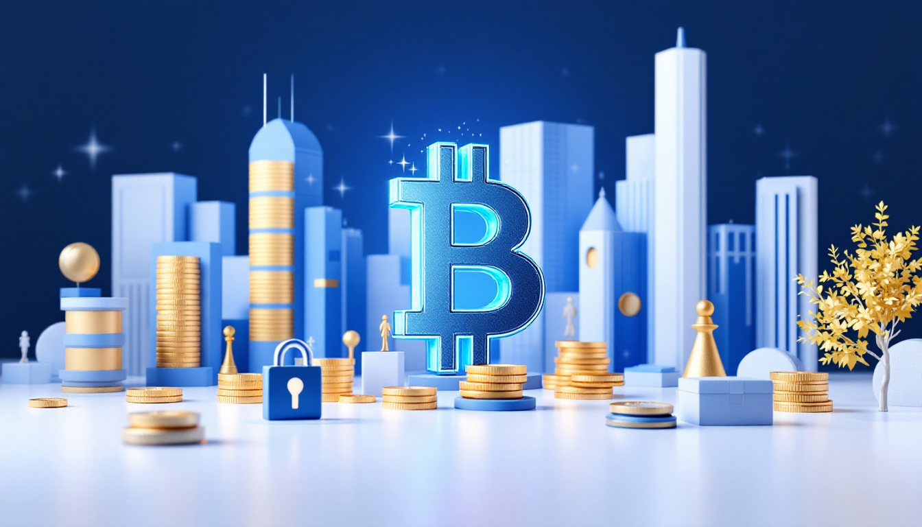 3D illustration featuring cryptocurrency protection tips with a blue and white gradient background.