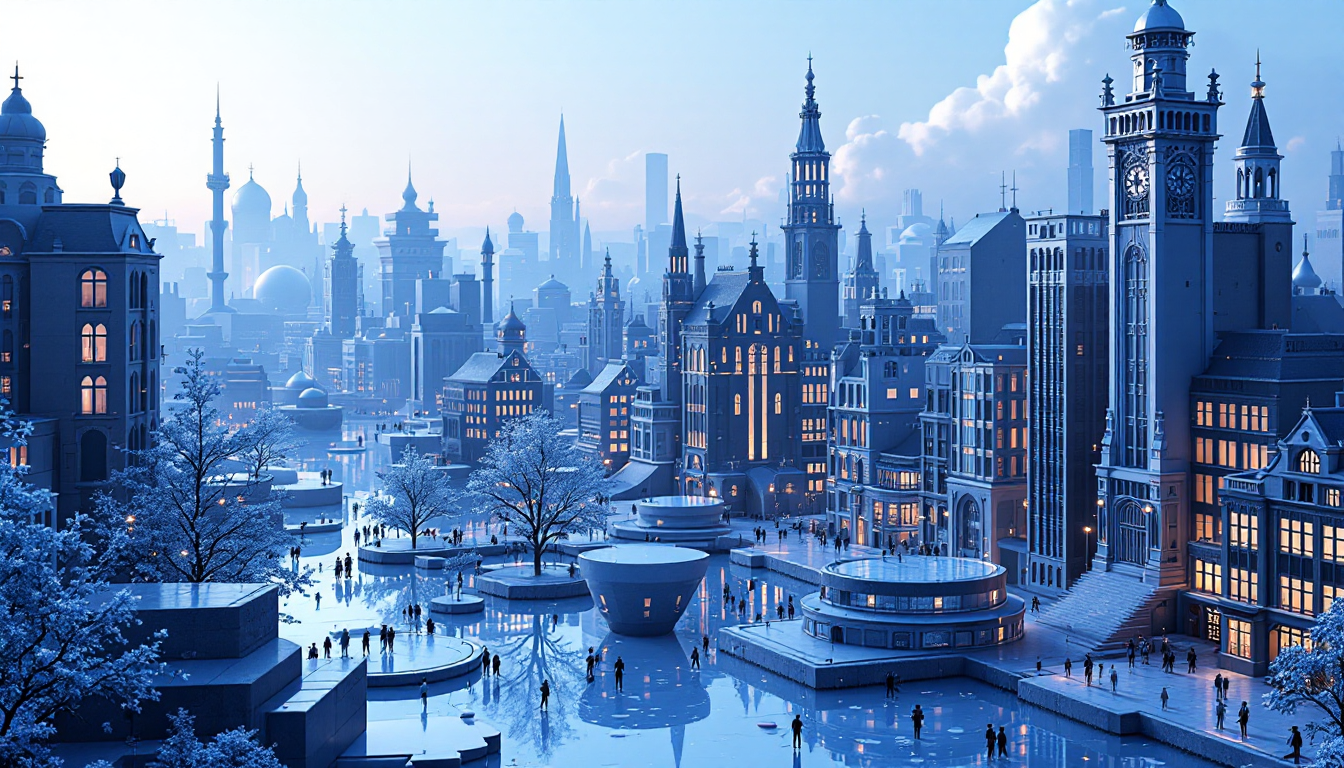 3D illustration of Midnight NIGHT token in a futuristic urban setting with blue and white gradient.