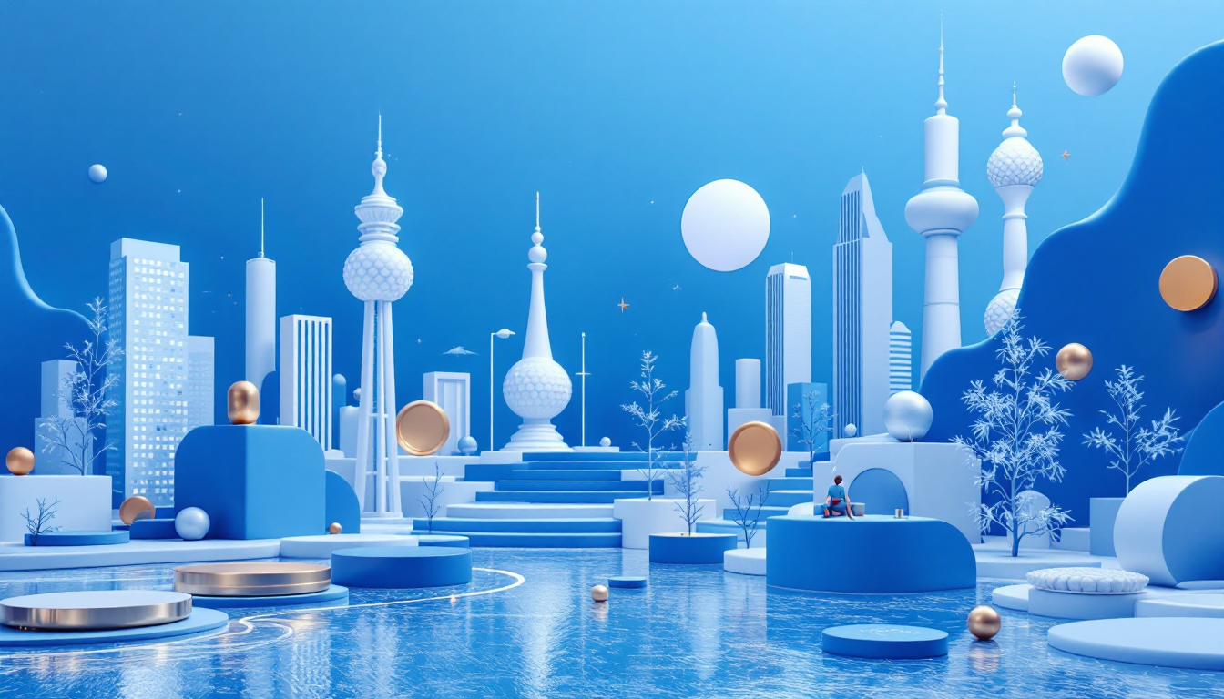 3D illustration of XRP trends, Binance withdrawals, and ETF inflows in a calm, futuristic cityscape.