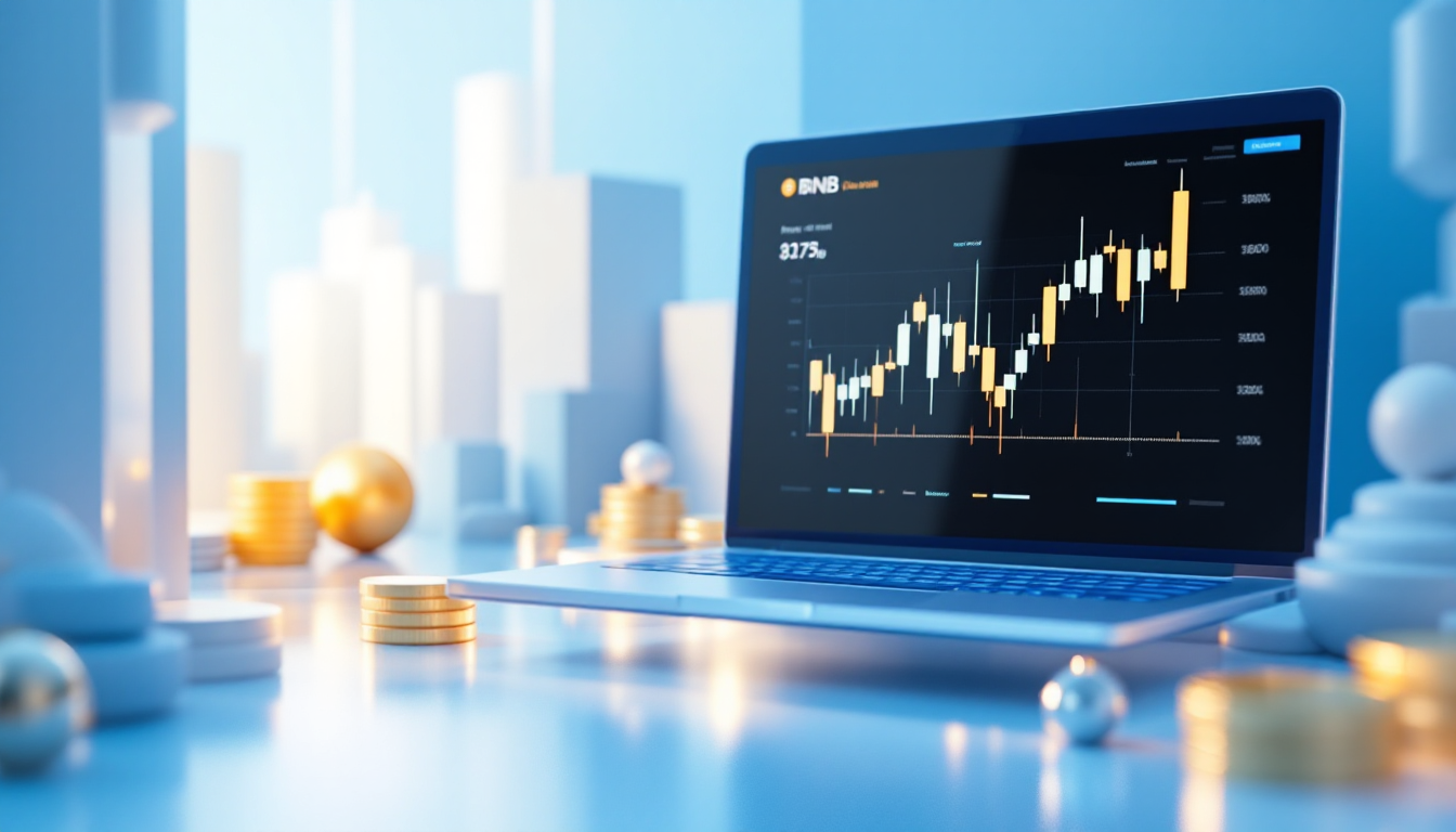 A 3D illustration exploring BNB's trading potential with insights on strategies and support levels.