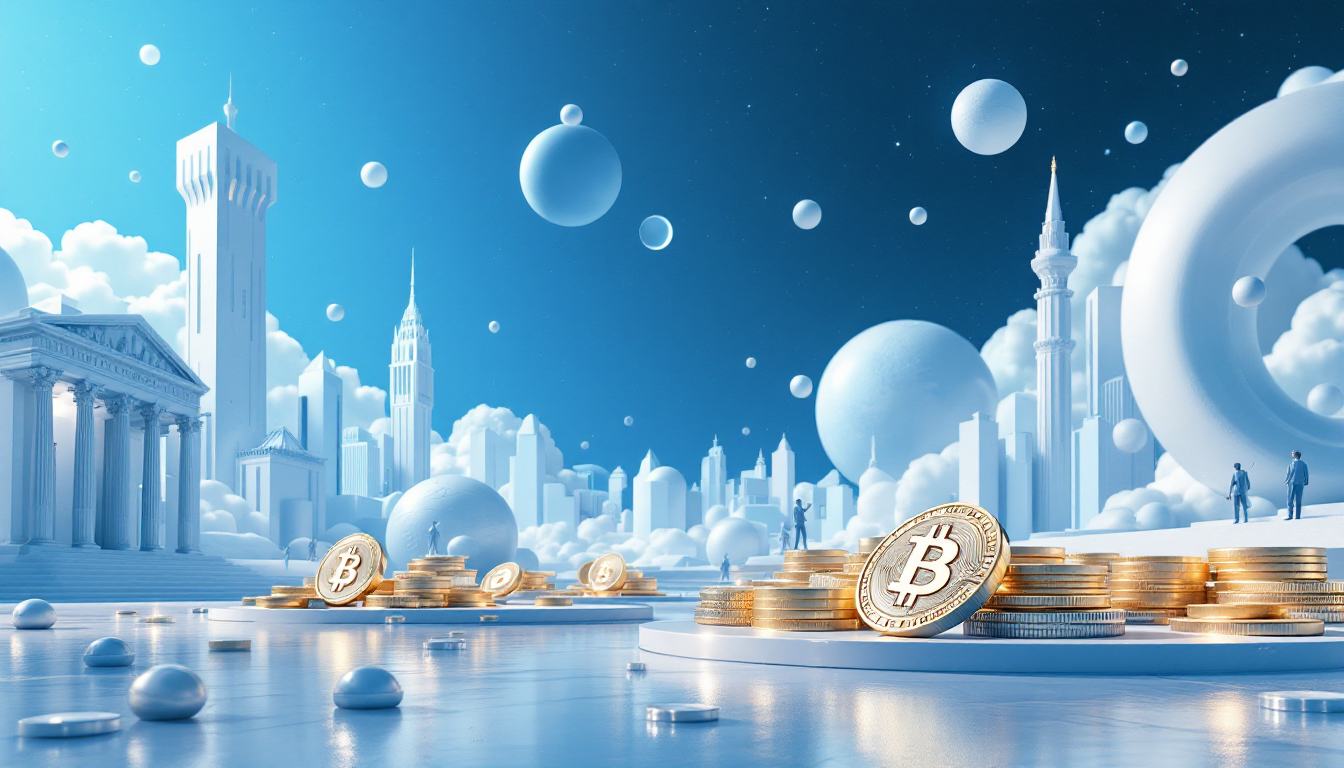 A 3D illustration of Ray Dalio sharing investment strategies amid a futuristic urban skyline.