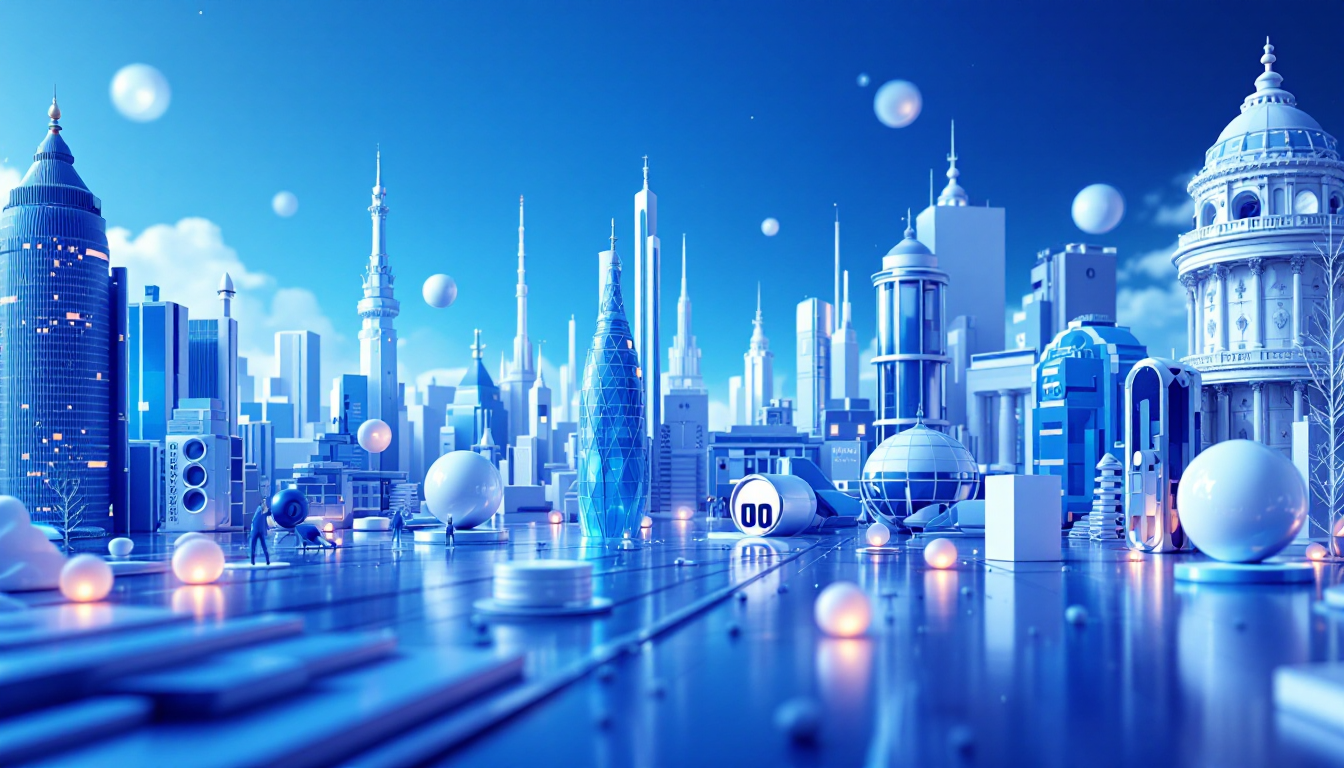 A 3D realistic illustration depicting BNB token amid market volatility with blue and white colors.