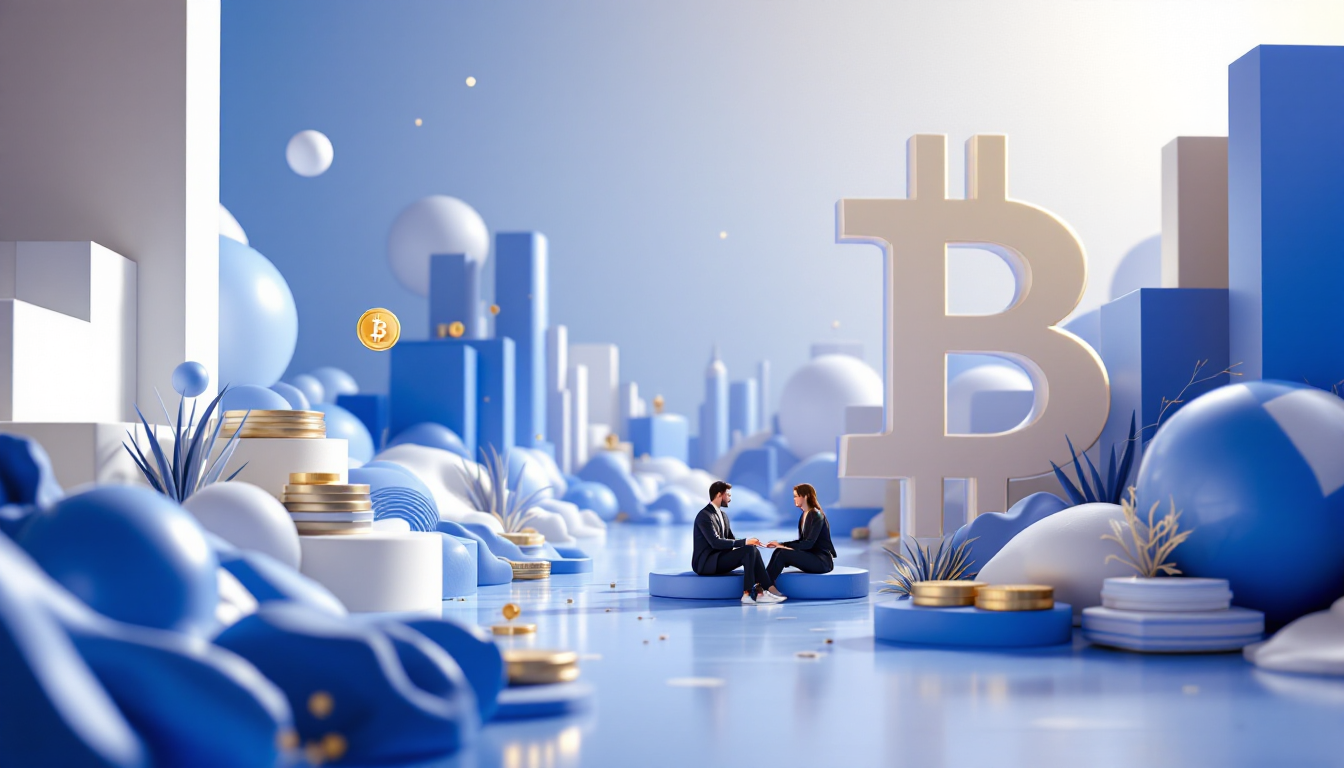 A 3D realistic illustration depicting Thailand's Bitcoin and Ether ETF launch with urban elements.
