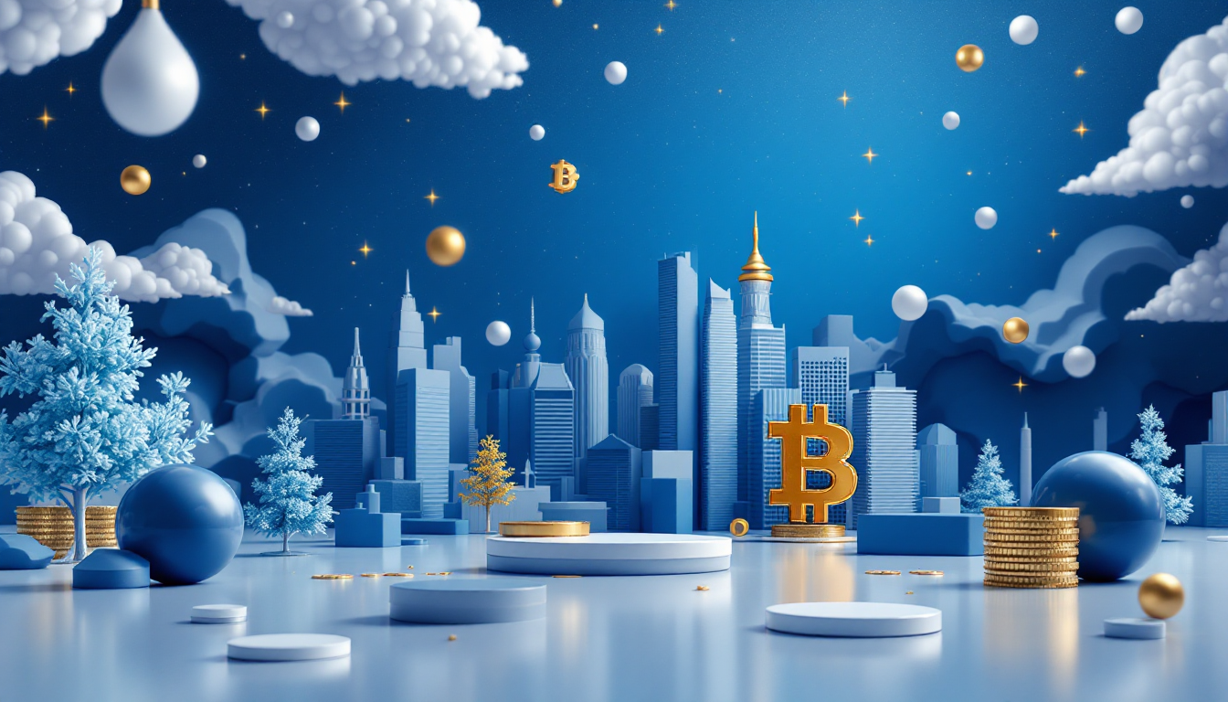 A 3D illustration depicting speculation around the Polymarket token with a blue and white gradient.