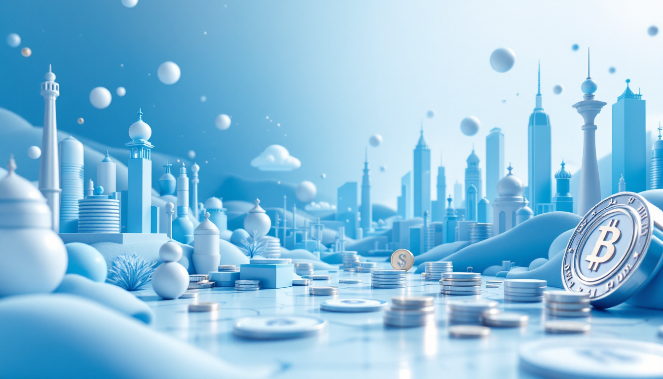 A 3D illustration depicting bank-issued stablecoins and Verified Backing, set in a calm urban scene.