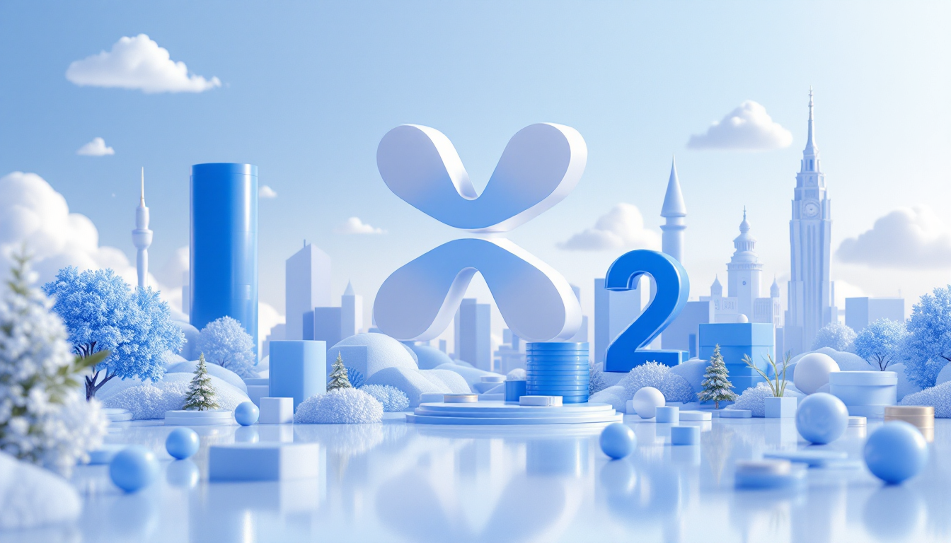 3D illustration depicting XRP reserves and market dynamics amidst a calm, futuristic city skyline.