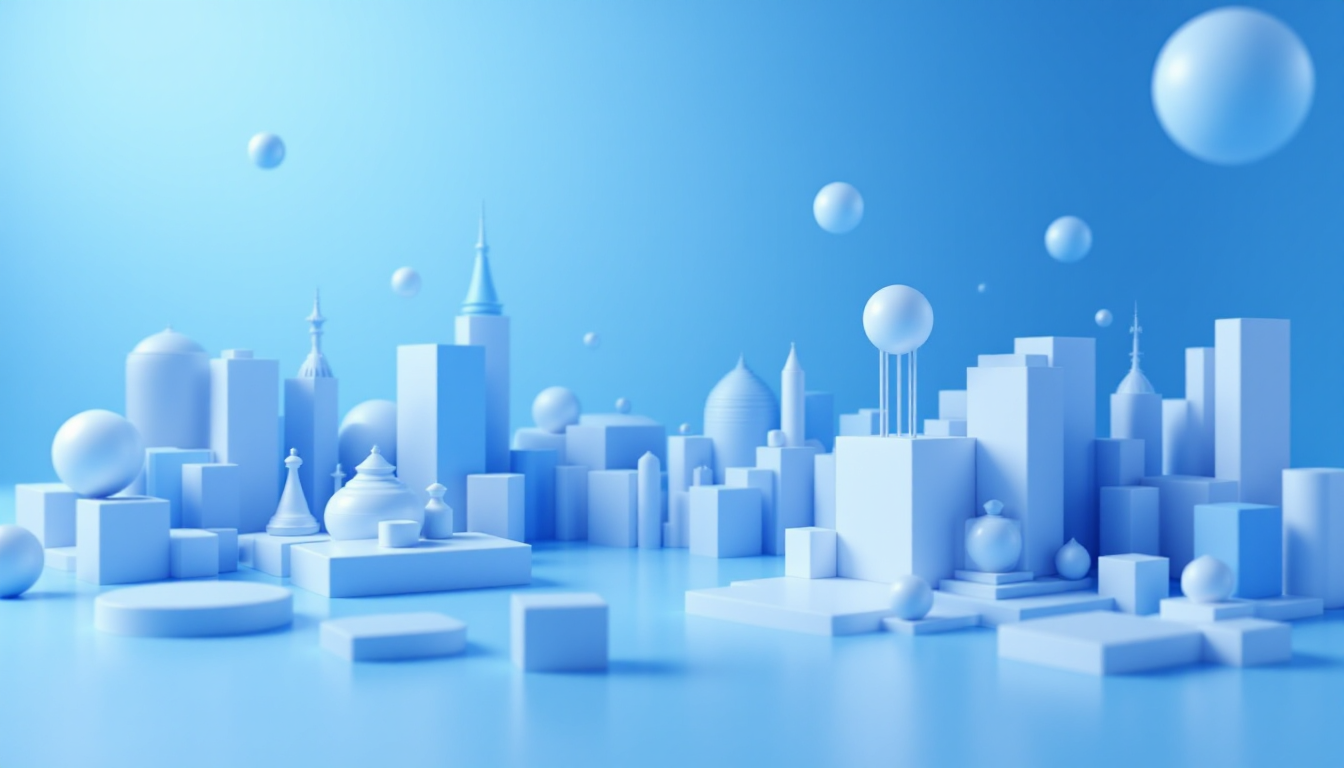 A 3D illustration showing DeFi regulations consultation with blue, white, and silver in a cityscape.