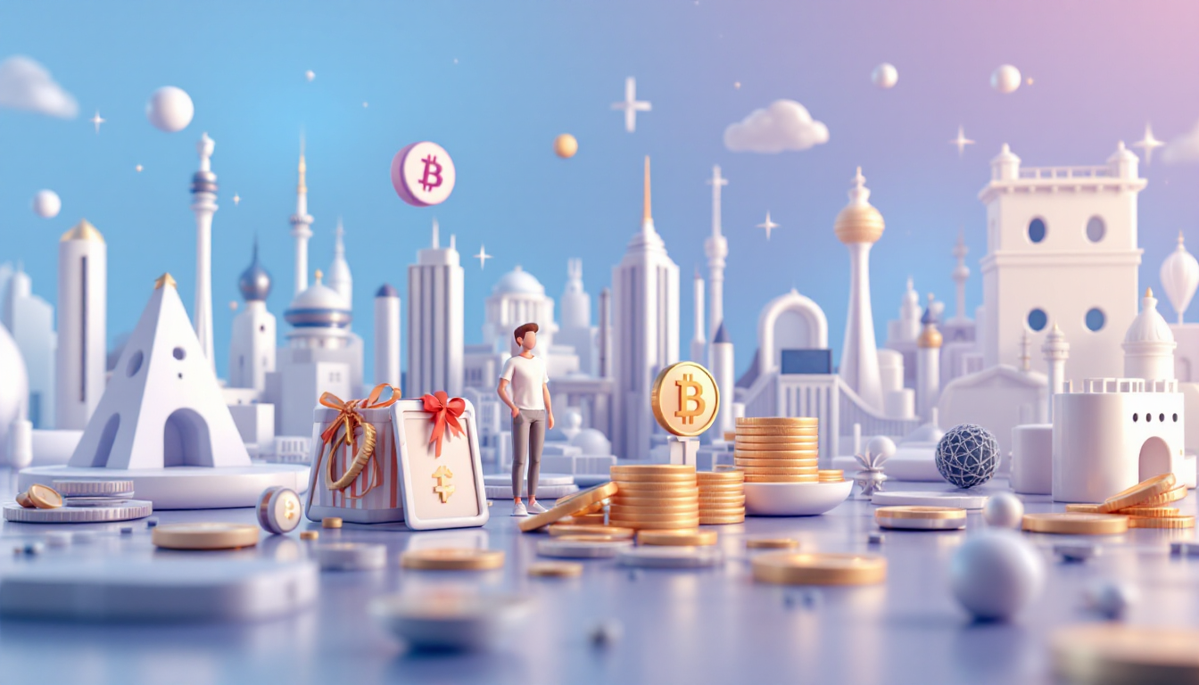 A 3D illustration depicting net outflows from US Bitcoin ETFs with a calm, confident urban scene.